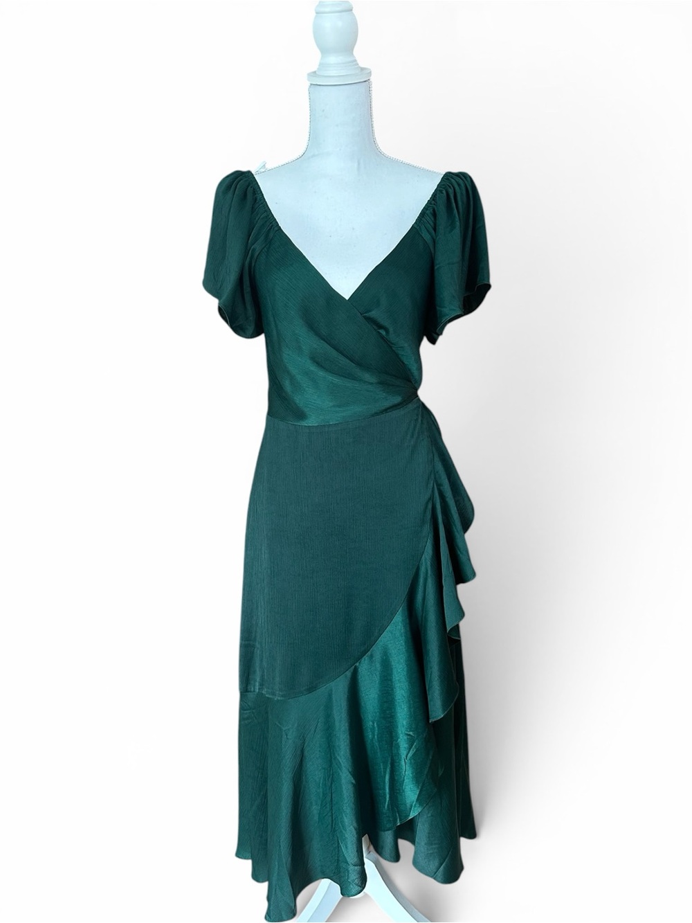 NWT Lulu's Emerald Green Wrap Midi/Maxi Dress